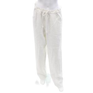 Xirena Women Linen Drawstring Sweatpants White Solid Size M